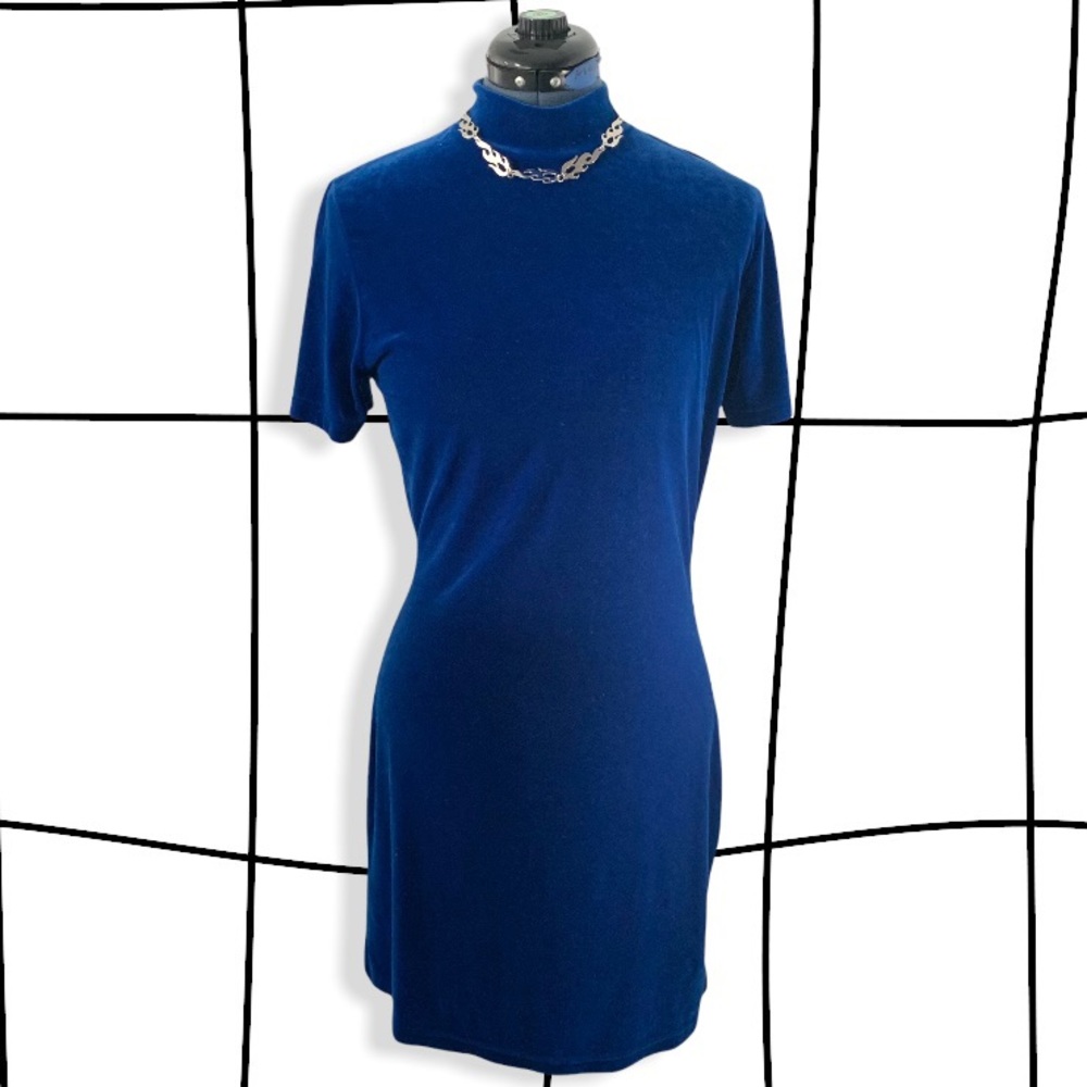 Vintage 90s Isabella blue velvet dress